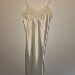 Victoria's Secret Gold Label White Satin Chemise